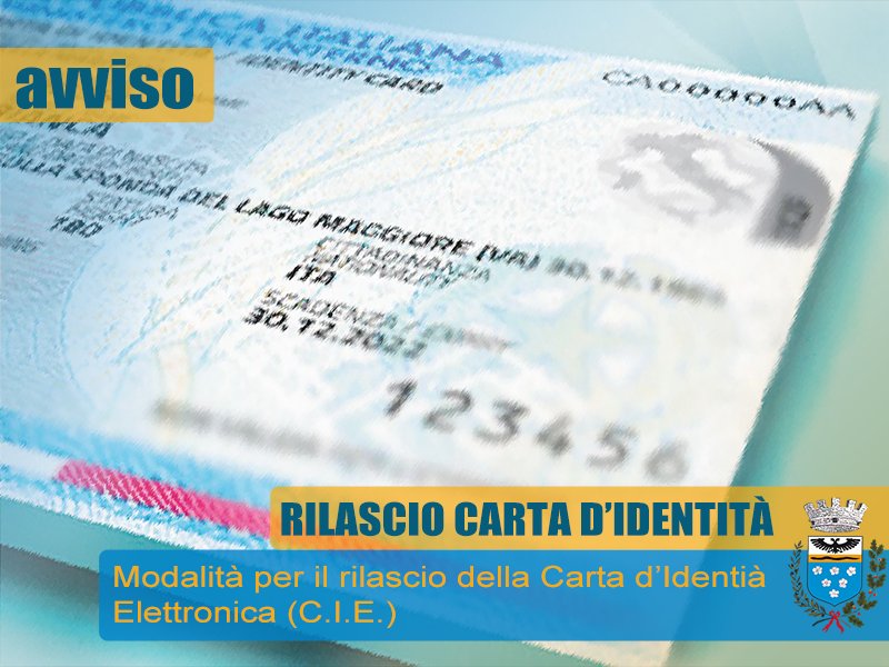 Avviso: disposizioni per la prenotazione e il rilascio della carta di identità elettronica (CIE)